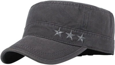 Men's Cotton Flat Top Peaked Baseball Twill Army Military Corps Hat Cap Visor