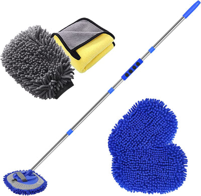  Car Wash Brush with Long Handle 62" Microfiber Car Wash Brush Car Wash Kit
