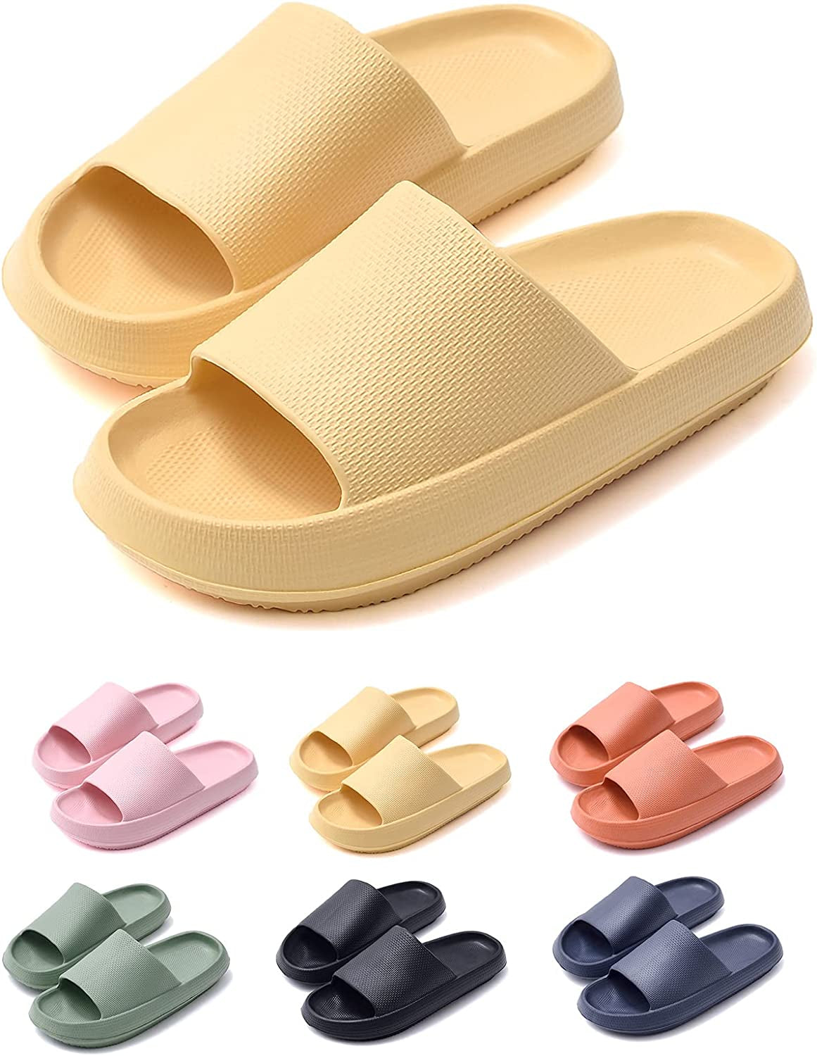 Pillow Slippers for Women and Men Thick Sole Cloud Bathroom Slippers Non-slip Quick Drying Spa Slippers Sandal Indoor & Outdoor