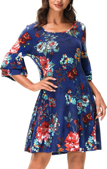 Summer Casual T-Shirt Dresses for Women Loose Fit Comfy Short Sleeves Women Dresses with Pockets Fall Dress