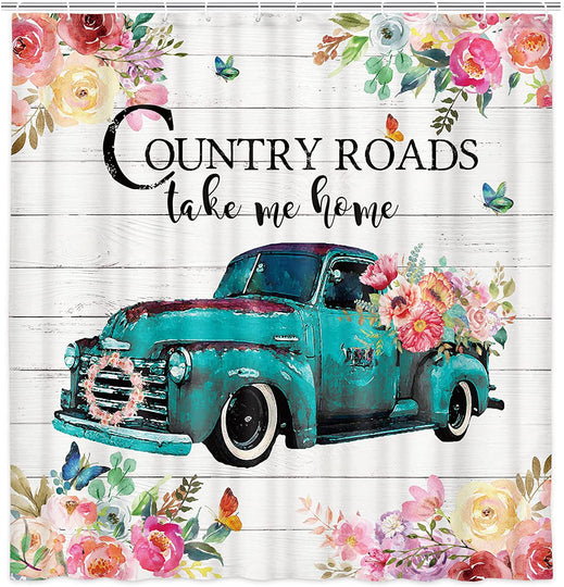 Vintage Turquoise Farm Truck Bathroom Accessory Set