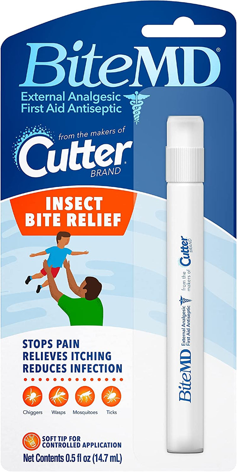 Cutter BiteMD Insect Bite Relief Stick, Analgesic And Antiseptic 0.5 Fl Oz (Pack of 1)