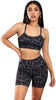 donfonhyx989u7Womens Yoga Outfits 2 Piece Set Workout Athletic Leopard Print Shorts Leggings and Sports Bra Set Gym Clothes