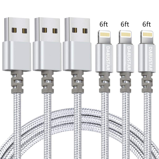 3 Pack 6FT Nylon Braided Lightening Charging Cables 