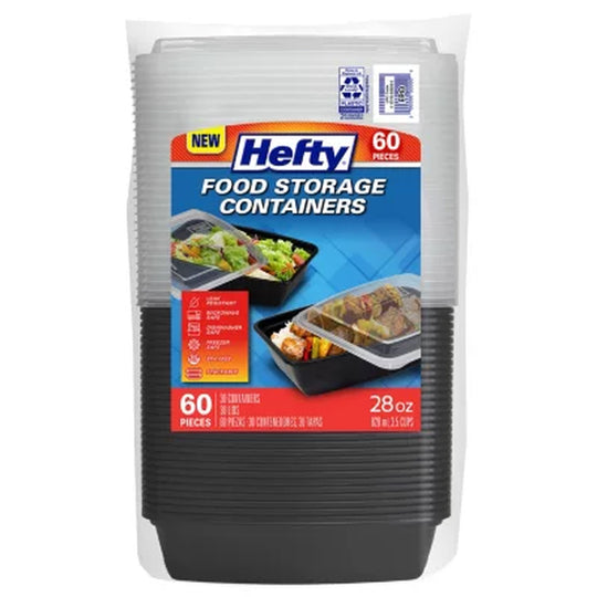 30 Count Hefty Food Storage Containers w/ Lids- 18oz each