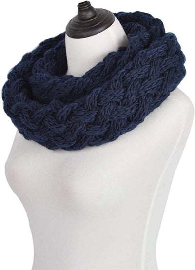 Premium Solid Winter Criss Cross Knit Thick Infinity Loop Circle Scarf