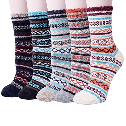 4-5 Pack Womens Thick Knit Warm Casual Wool Crew Winter Socks