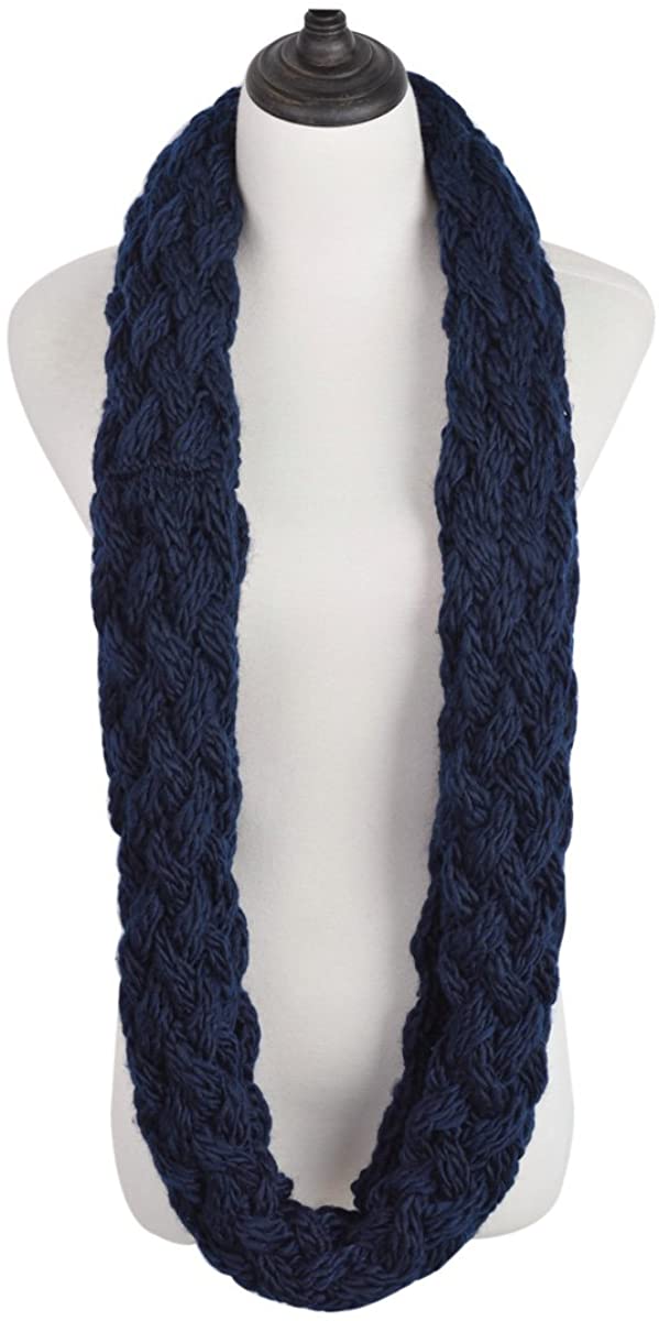 Premium Solid Winter Criss Cross Knit Thick Infinity Loop Circle Scarf