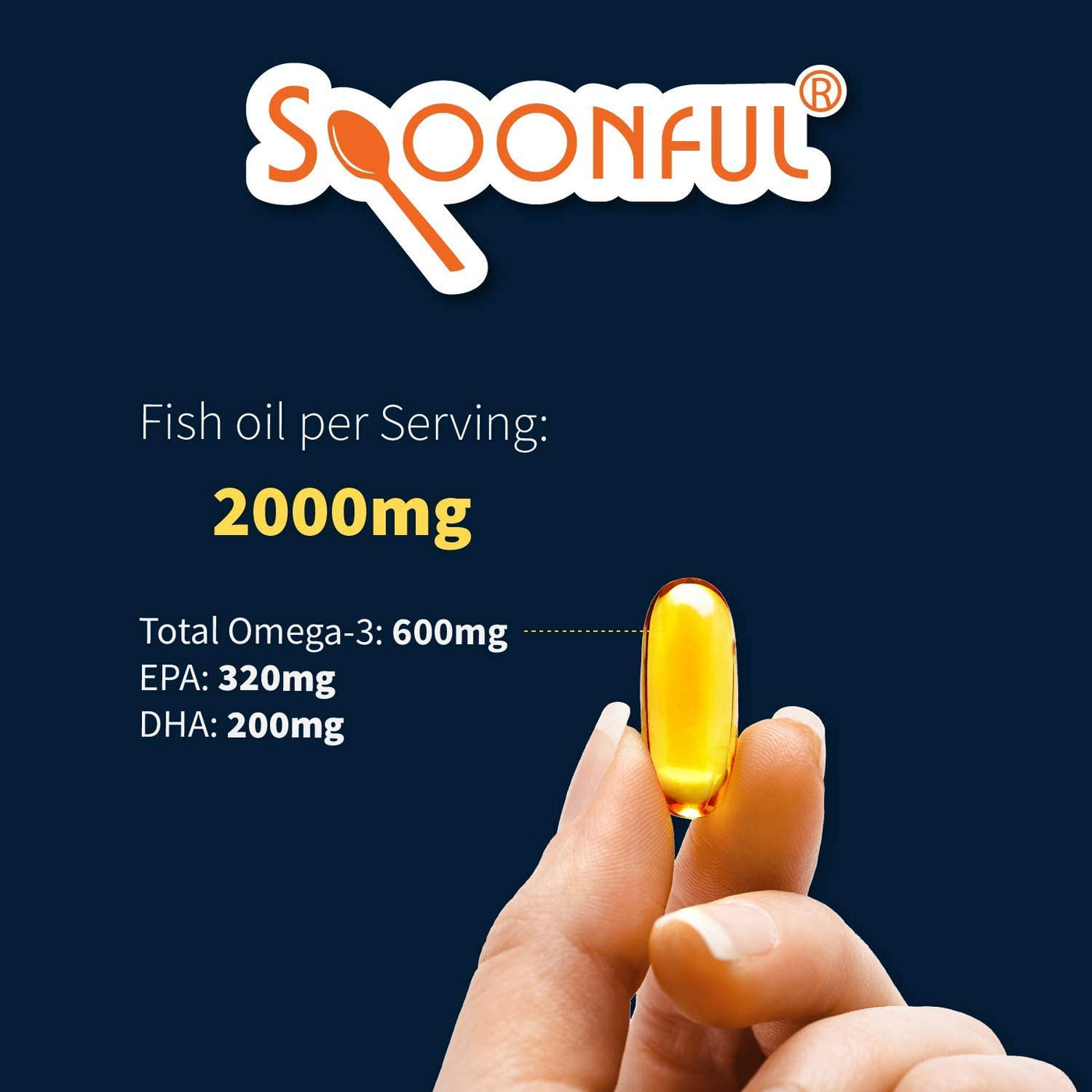 Spoonful Omega 3 Fish Oil 2000 mg, 100 Capsules, Rapid Release Softgels, NSF - Certified