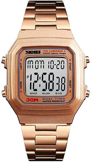 Men's Digital Watch Gold, Waterproof Analog Quartz Square Watch with Countdown Stopwatch Alarm Date…