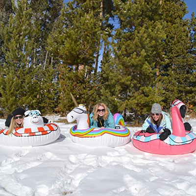 GoFloats Winter Snow Tube - The Ultimate Sled (Choose from Unicorn, Ice Dragon, Polar Bear, Penguin, Flamingo)