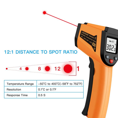 Digital Laser Infrared Kitchen Thermometer Gun with LCD Display -50°C to 400°C(-58°F to 752°F)