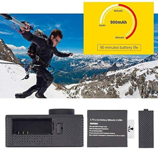 Full 1080P HD 12MP Waterproof Sports Action Cam with Mounting Accessories