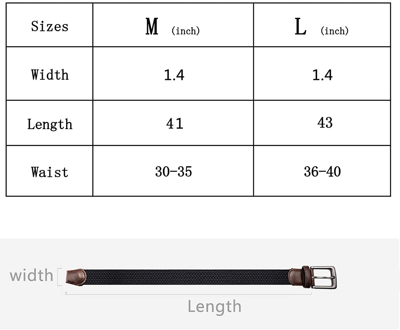 Belt for Men,Woven Stretch Braided Belt -Golf Casual Belts,Width 1 3/8"