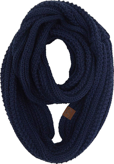 Funky Junque’s Beanies Matching Ribbed Winter Warm Cable Knit Infinity Scarf