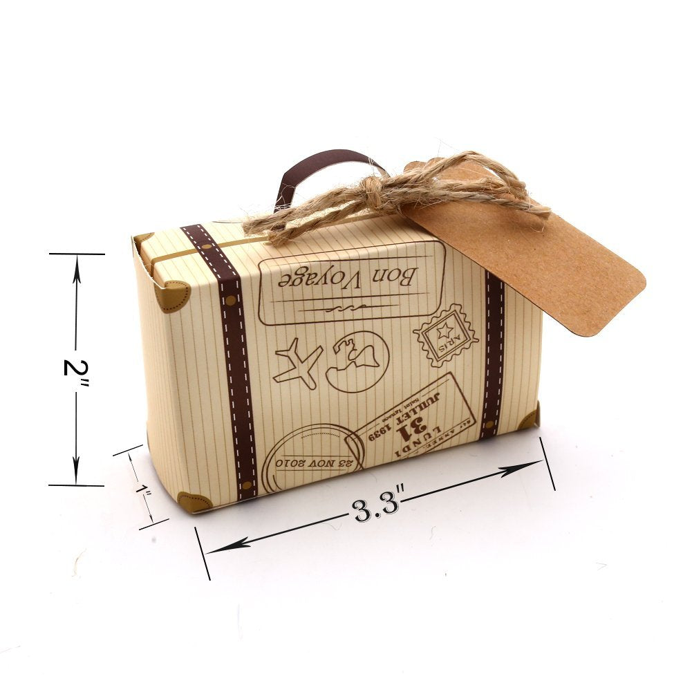 50pcs Mini Suitcase Wedding Favor Candy Box