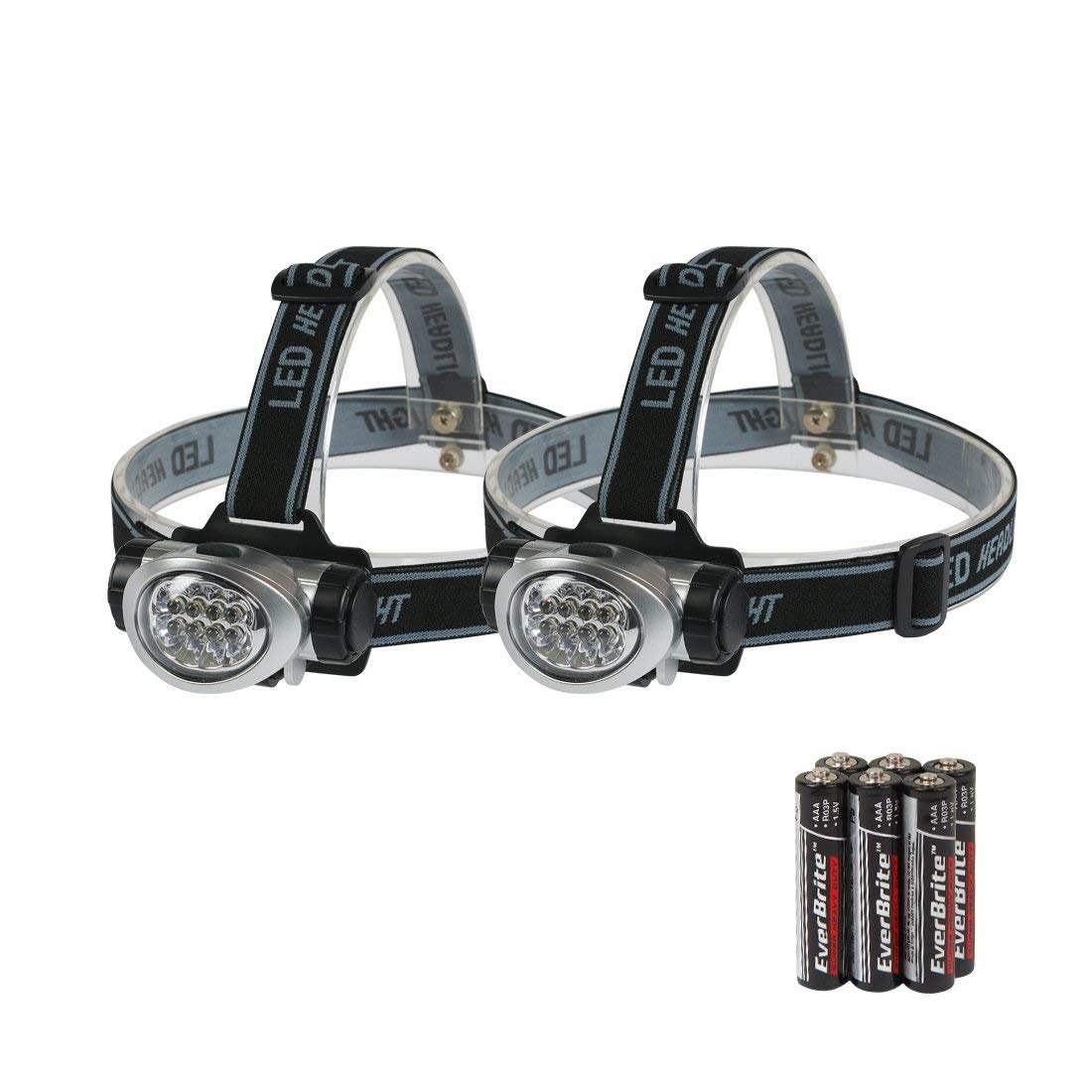 2 Pack: Headlamp 8 LEDs Flashlight - 4 Modes
