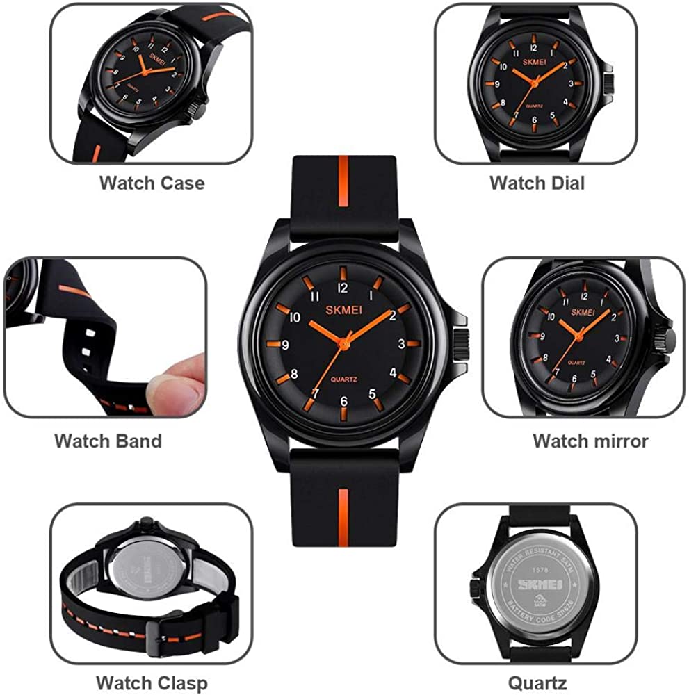 Boys Analog Watch, Waterproof Analog Quartz Watch Casual Dress Wrist Watch with Numbers Second Hands