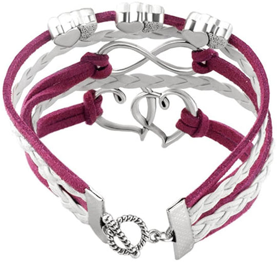 Leather Wrap Infinity Heart Layered Bracelet