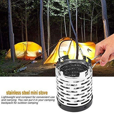 Dilwe Camping Stove Camping Mini Heater Portable Stainless Steel Tent Heating Cover with Handle and Storage Bag Camping Warm Equipment