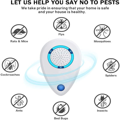 WahooArt Ultrasonic Pest Repeller 4 Pack,2020 Upgraded Electronic Pest Repellent Plug in Indoor Pest Control for Insects, Mosquito, Mouse, Cockroaches, Rats, Bug, Spider, Ant, Human and Pet Safe