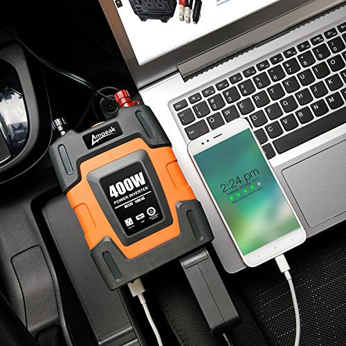 400W Power Inverter DC 12V to 110V AC Car Inverter with 3.1A Dual USB Converter