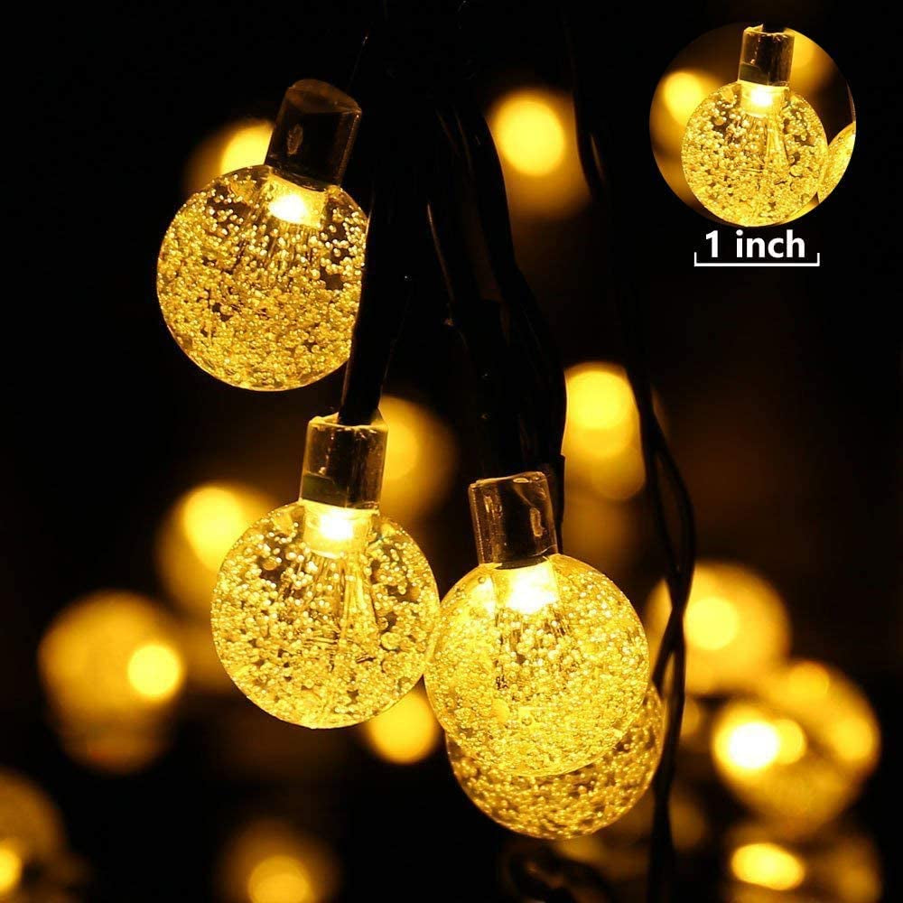  Solar Garden Lights, Outdoor String Lights with Balls, Waterproof 6m 30 LED 8 Twinkling Modes