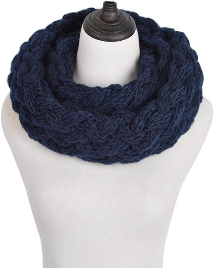 Premium Solid Winter Criss Cross Knit Thick Infinity Loop Circle Scarf