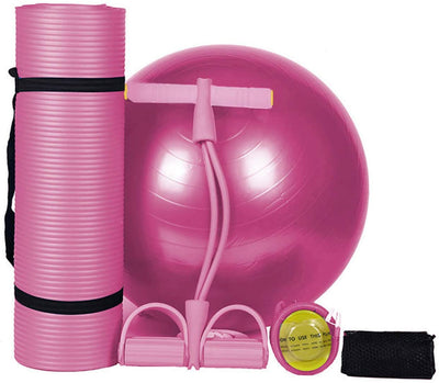 Lixada Yoga Mat Set - Include Exercise Ball,Jump Rope, Ankle Puller, Pilates Ball with Pipe, Yoga Mat with Carrying Strap and Storage Bag for Yoga, Pilates and Fitness(Optional)