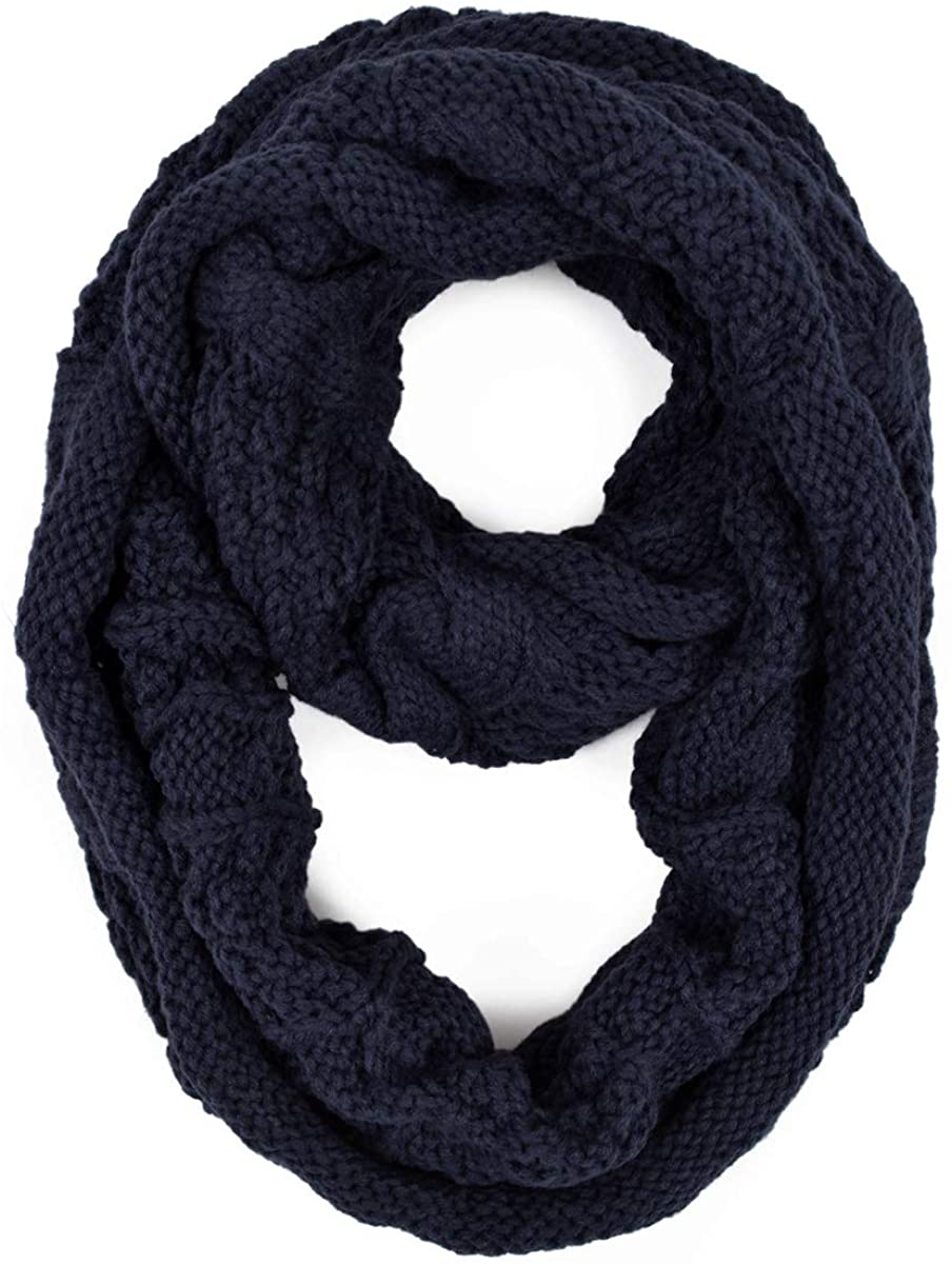 TrendsBlue Premium Winter Thick Infinity Twist Cable Knit Scarf - Diff Colors Avail.