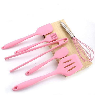 6pc Pink Silicone Cookware Utensil Set