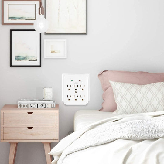 2 Pack 980 Joule Surge Protector, 6-Outlet Wall Plug Adapter Power Strip