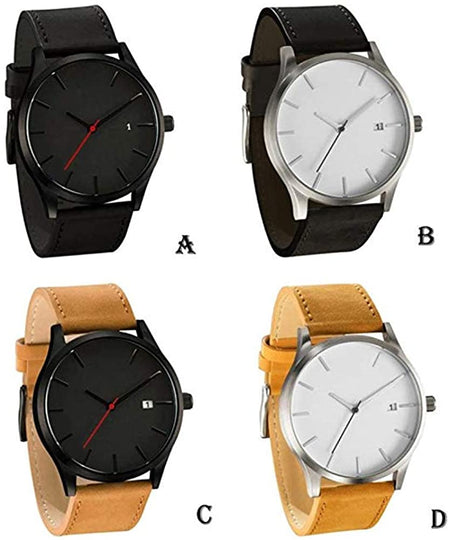 RMM Men's Popular Quartz Wristwatch,Classical Low-Key Minimalist Connotation Leather Watch