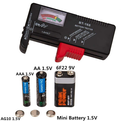 4 Pack Battery Tester, Universal Battery Checker for AA / AAA / C / D / 9V / 1.5V Button Cell Batteries