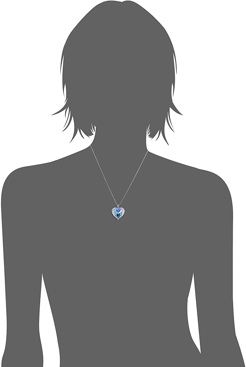 Women's Swarovski Crystal Wings Of An Angel Heart Necklace