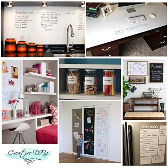 Large 17.8" x 78.7" Self-Adhesive Peel And Stick Whiteboard Wall Sticker With Free Dry Erase Markers