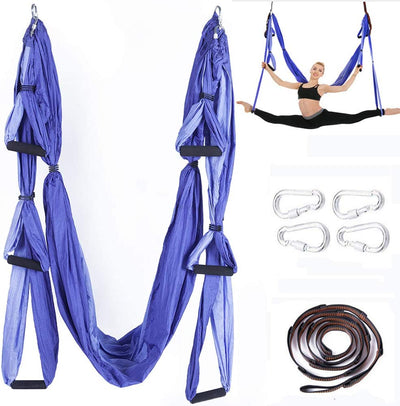 Chilly Aerial Yoga Swing Set - Yoga Hammock/Trapeze/Sling Kit + Extension Straps - Antigravity Ceiling Hanging Yoga Sling - Inversion Swing