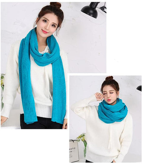 Wander Agio Women's Warm Long Shawl Winter Warm Large Scarf Pure Color