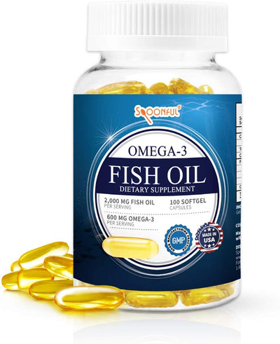 Spoonful Omega 3 Fish Oil 2000 mg, 100 Capsules, Rapid Release Softgels, NSF - Certified