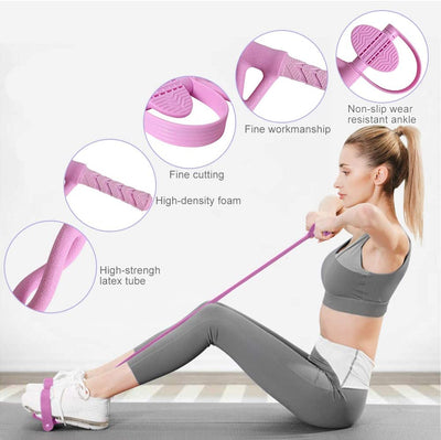 MEYUEWAL Pedal Resistance Band with Grip Ring, Upgraded Natural&Environmentally Friendly Elastic Pull Rope Fitness Sit-up Exercise at Home, for Abdomen, Waist, Arm, Yoga Stretching Slimming Training