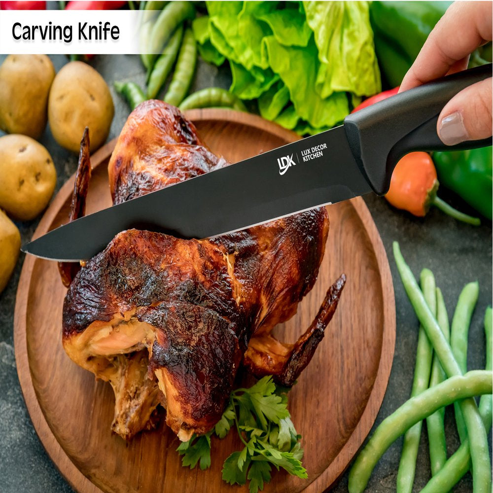  7 Piece Kitchen Knife Set - Steak Knives, Cheese Knife, Pizza Knife, Bread Knife, Carving Knife - Stainless Kitchen Knives