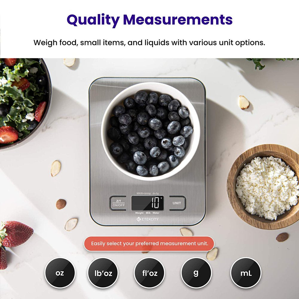Stainless Steel Digital Kitchen Food Scale in Grams and Ounces for Weight Loss, Baking, Cooking, Keto and Meal Prep
