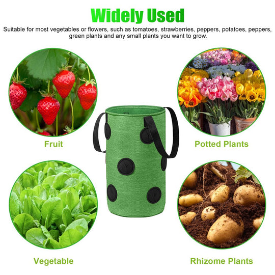 2Pcs Strawberry Grow Bags, 13 Holes Upside-Down Hanging Planters for Tomato, Chili, Pepper, and Vegetable, Green