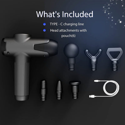 6 Speed & 6 Interchangeable Head - Deep Tissue Massager