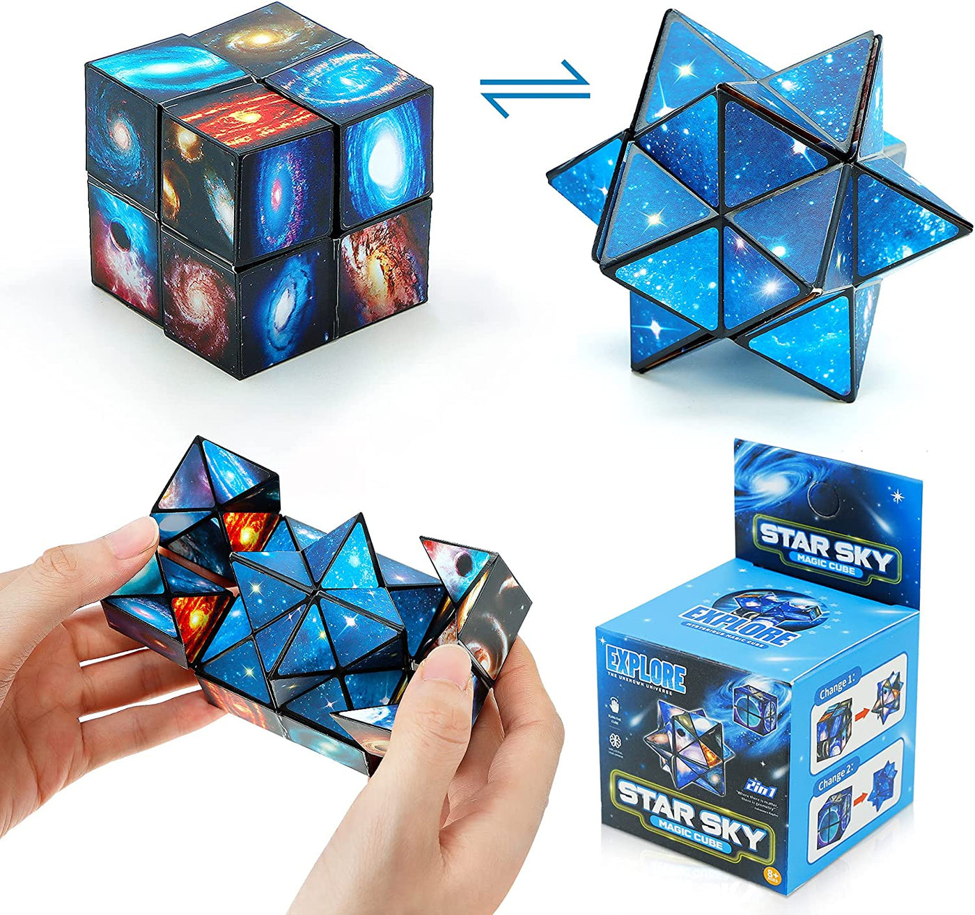  2 in 1 Combo Infinity Cube Fidget Toy Magic Star Cube Smooth Surface Magic Toy