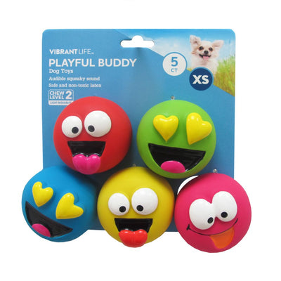 Playful Buddy Dog Toys, Emoticon, Extra Small, 5 Count