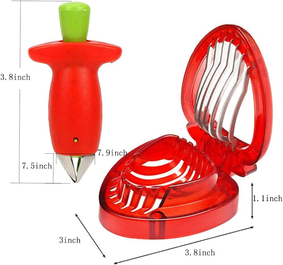 Strawberry Huller Stem Remover and Strawberry Slicer Set