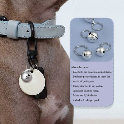 Coastal Pet Pet Bells for Dog Cat Collar Charm Pet Pendant Accessories Stainless Steel, 3 PCS Anti-Lost Training Bells for Collars, Suitable for Pet Pendant Accessories,1/2-Inch, Silver