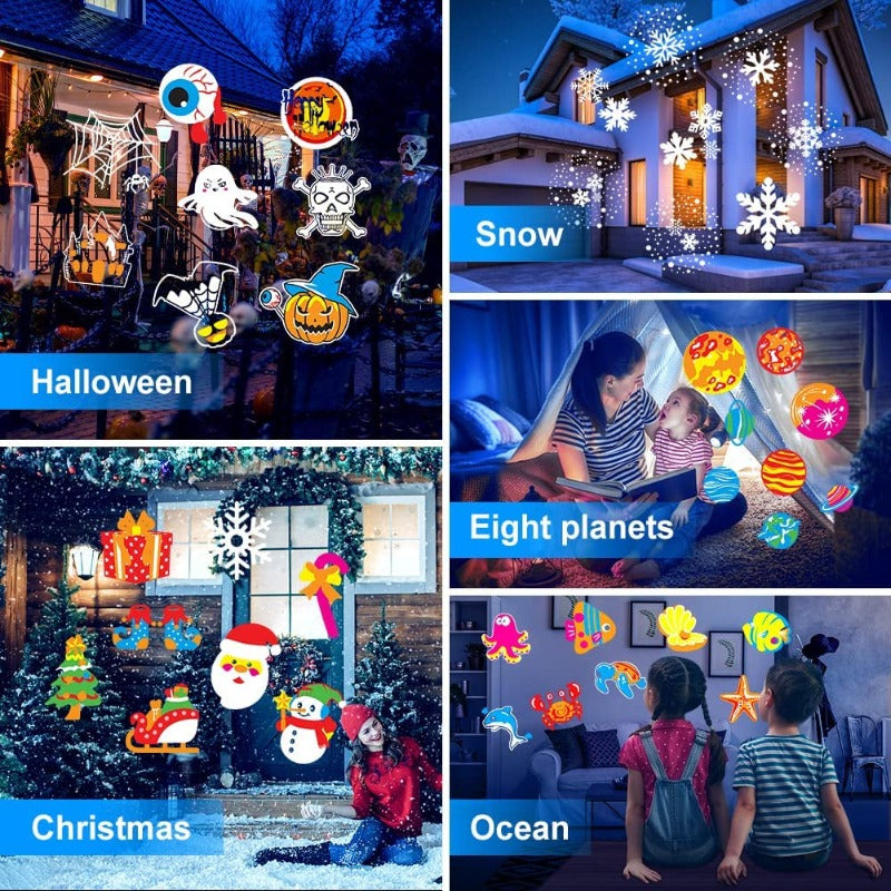 6-in-1 Aurora Moving Patterns LED Light Projector, Waterproof Light with Remote Control Timer Holiday Party