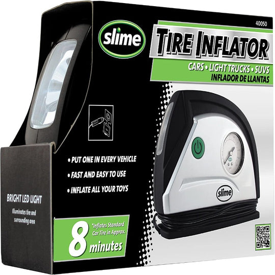 12V Tire Inflator, Portable Car Air Compressor with Analog 100 psi Dial Gauge, Long Hose and LED Light